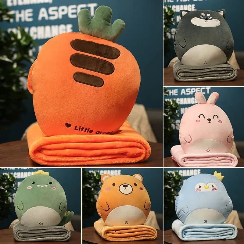 Bolsa Aquecedora De Mão De animal De Desenho Animado De Pelúcia 3 Em 1 , Cobertor De Travesseiro Fofo Almofada Para Casa