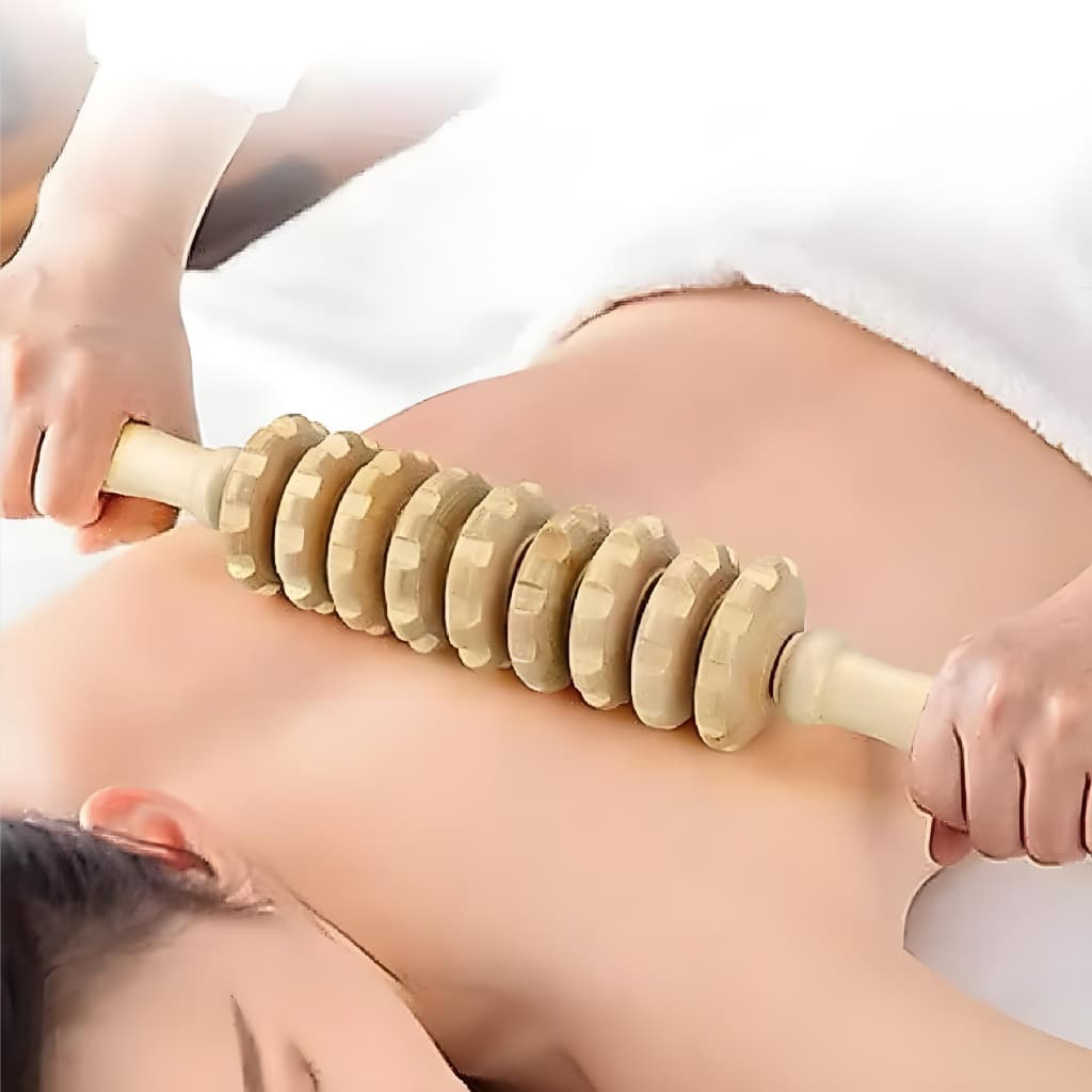 Rolo Bastao Massageador Manual Modelador Vara Thai Relaxante Muscular Maderoterapia Corporal Liberacao sanguinea - 38CM