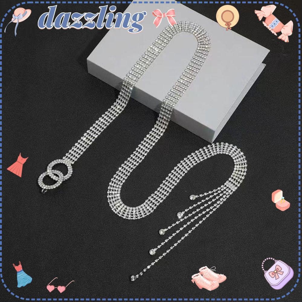 Cinto De Cristal Deslumbrante , Corrente Completa , De Strass Dourado E Prateado Diamante Completo Com Anel Em O
