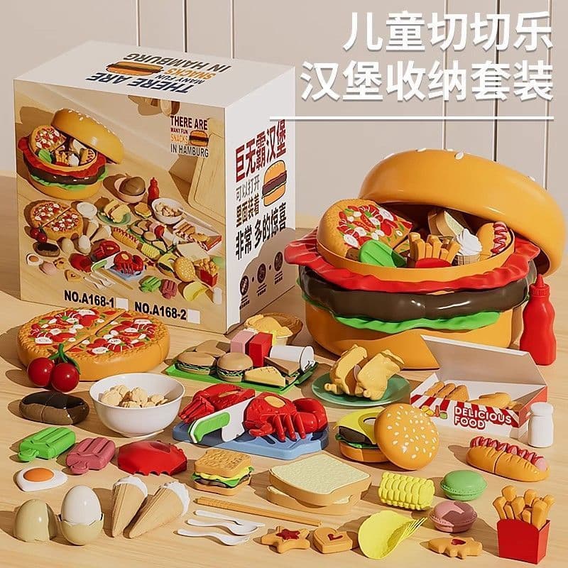 Brinquedos infantis passados brinquedos hambúrguer conjunto brinquedos batatas fritas balde completo cozinha presentes d