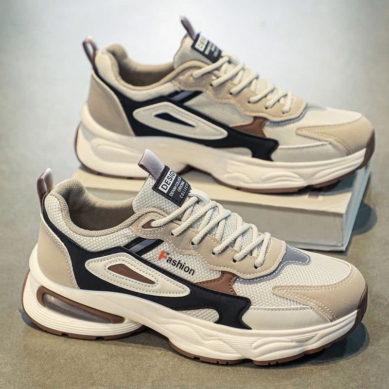Novo outono malha respirável de sola grossa sapatos casuais papai
