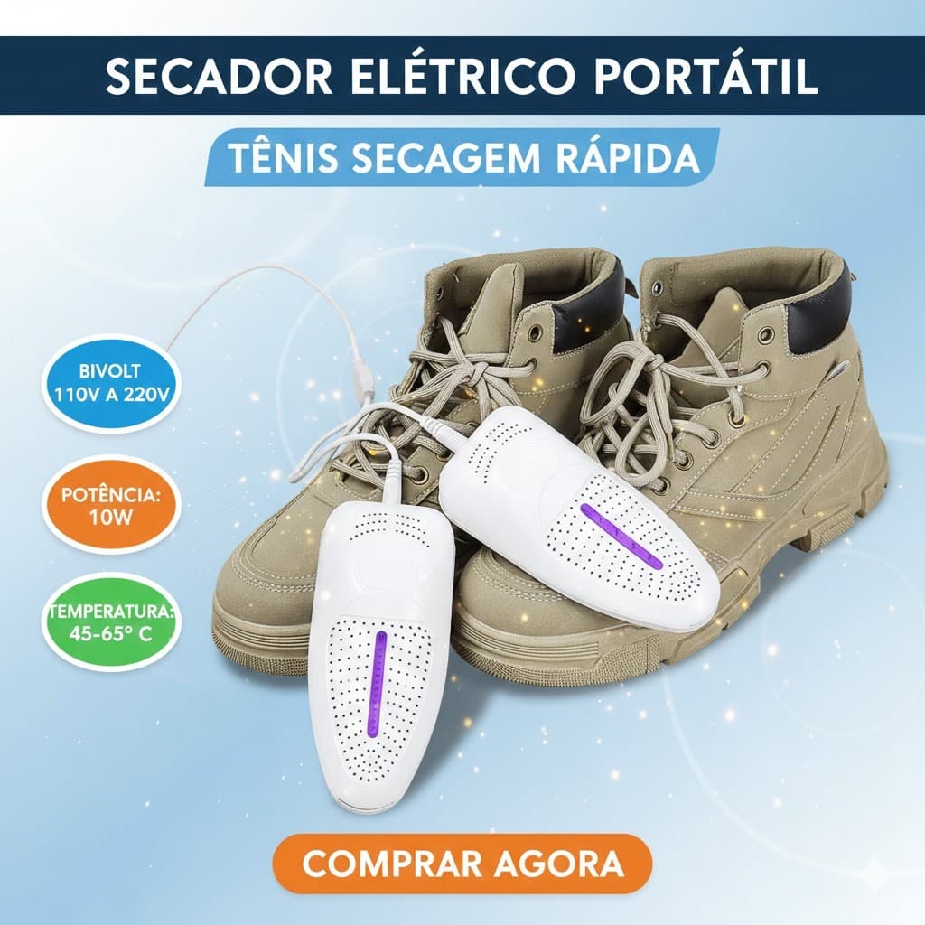 Secador Elétrico Portátil Sapatos Tênis Secagem Rápida