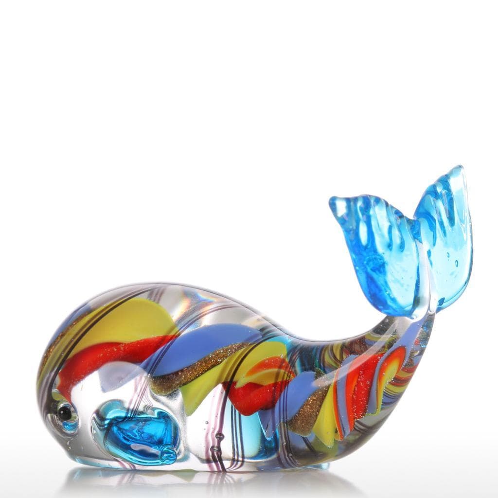 Nvstel-br Tooarts Baleia colorida presente ornamento de vidro estatueta animal soprada à mão decoração de casa
