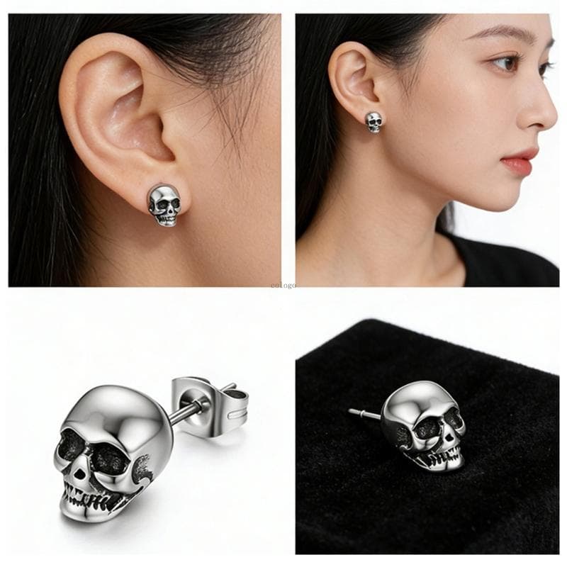 co Liga Crânio Studs Para Estilo Gótico Combinando Par Com Design Detalhado De E Parafuso Prisioneiro De Volta Festa Noi