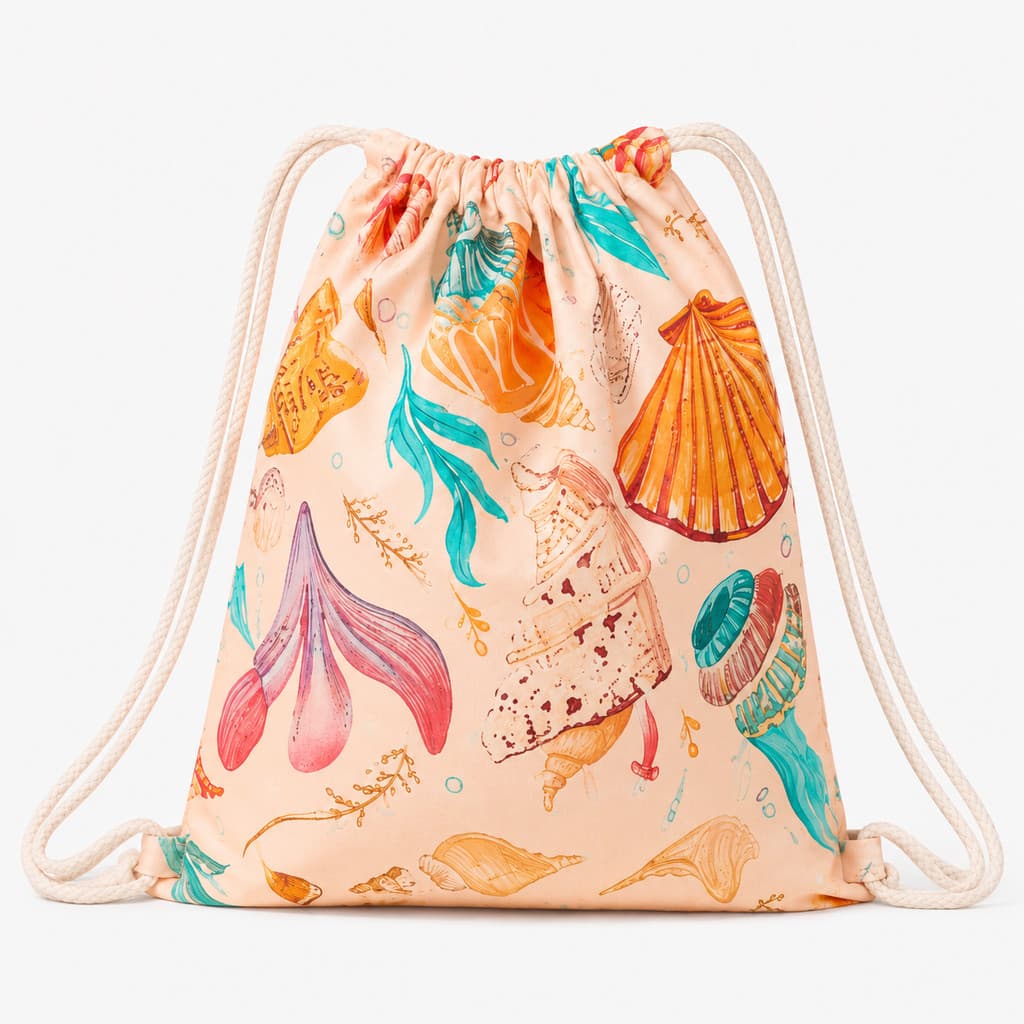 Toalha De Praia Vira Mochila Saco Fundo Do Mar
