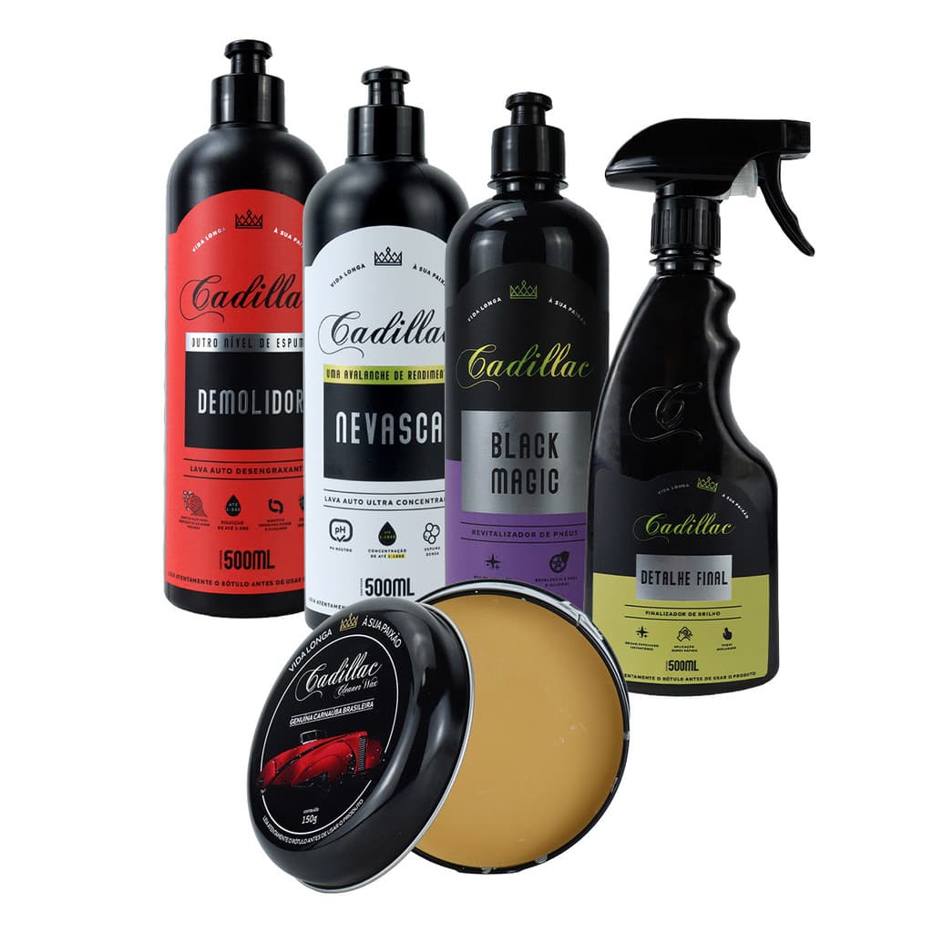 Kit Lavagem Automotiva Cera Cleaner Wax Black Magic Nevasca Demolidor Cadillac Estética Automotiva