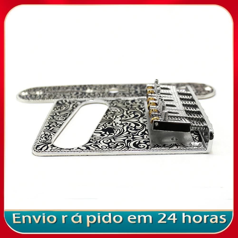 Nicegadget-br telecaster guitarra ponte liga de zinco gravado placa de controle conjunto com corda virolas rolamento de