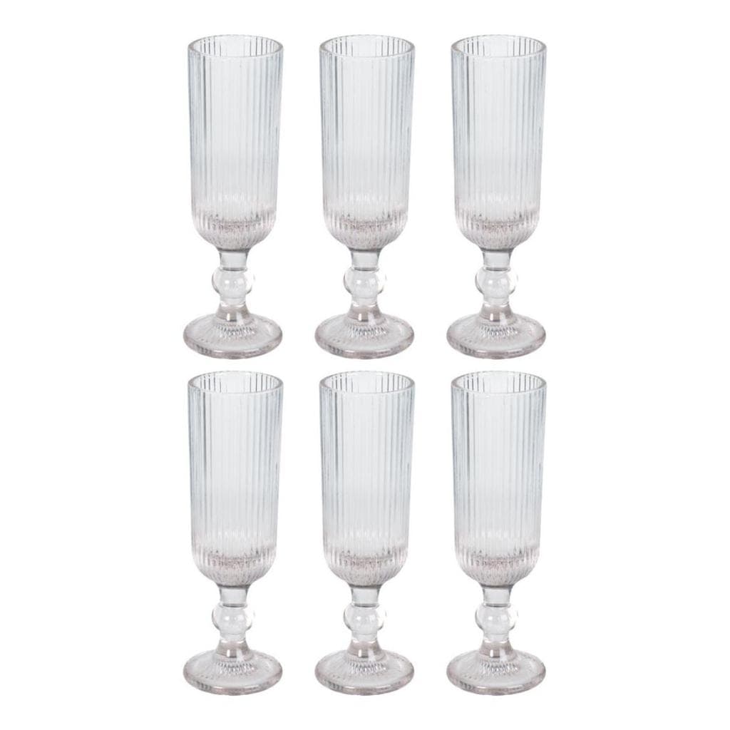 Conjunto de 6 Taças de Espumante Listras Canelada 160ml Mor