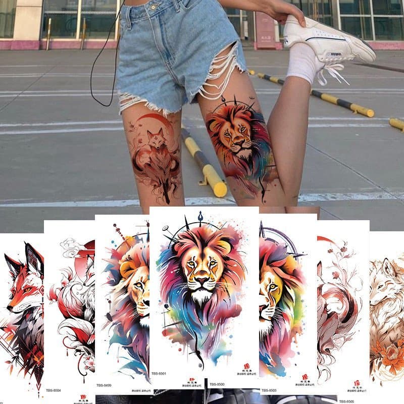 5 adesivos de tatuagem temporária, tatuagem temporária descartável de meio braço com respingos de tinta e estampa de bes
