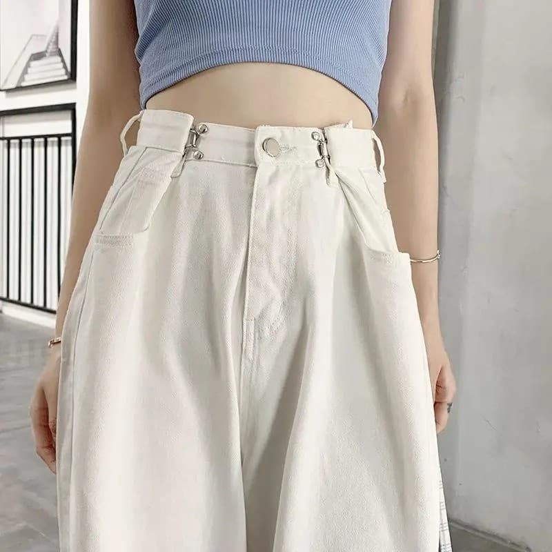 Primavera verão Jeans de perna larga feminino influenciador novo estilo de cintura alta em linha reta solta mais magro o