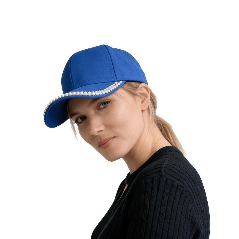 Boné de Beisebol Feminino com Strass, Boné Versátil de Cor Sólida com Decoração de Strass, Chapéu de Sol