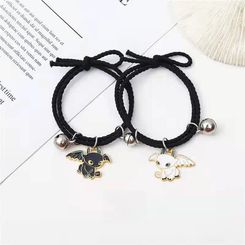 Um par/duas peças preto branco pingente pulseira estilo desdentado senhoras ou casais estilo simples XJVG aniversário GW