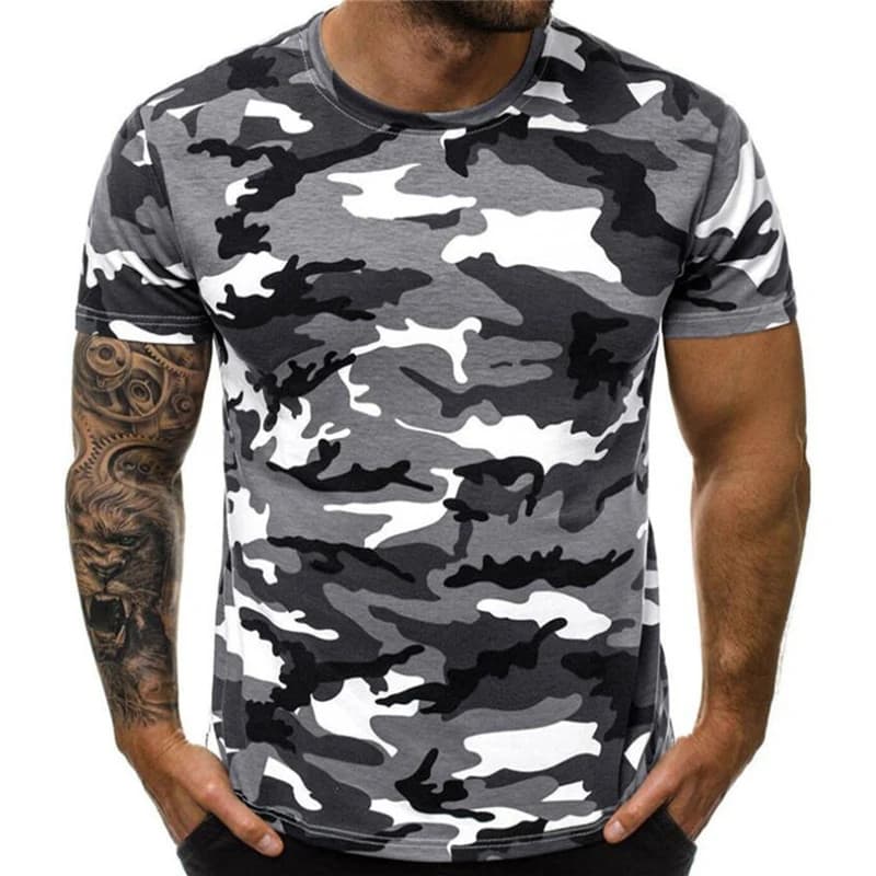Camuflagem Uniforme Entusiasta Impressão 3D Esporte De Secagem Rápida Respirável Camiseta Masculina Ao Ar Livre Exercíci