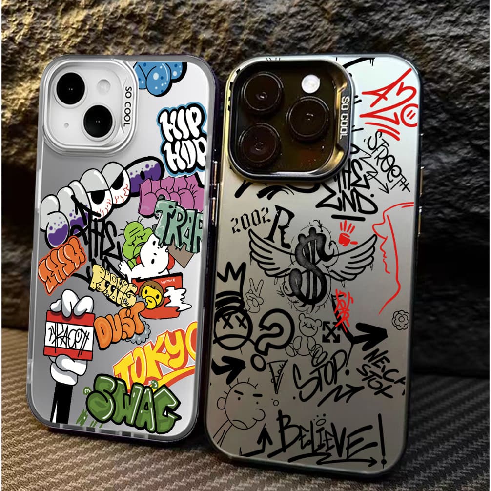 Capa Para POCO X7 Pro X6 X5 M7 M6 X3 NFC C75 C65 C71 C55 C40 M5S IMD Na Moda Desenhada À Mão Graffiti Caso De Telefone