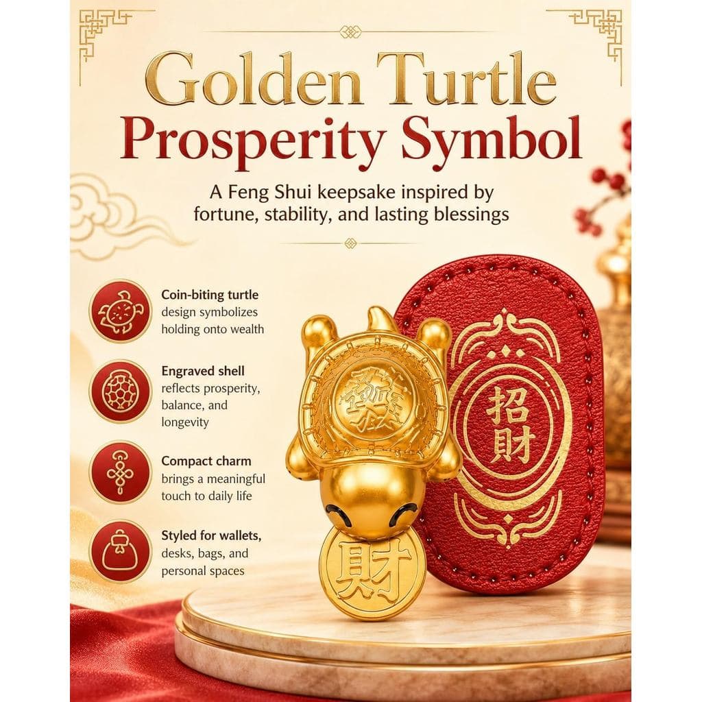 Amuleto de Tartaruga Dourada da Sorte para Carteira, Feito à Mão, Amuleto Chinês de Feng Shui Dourado |   Amuleto de Tar