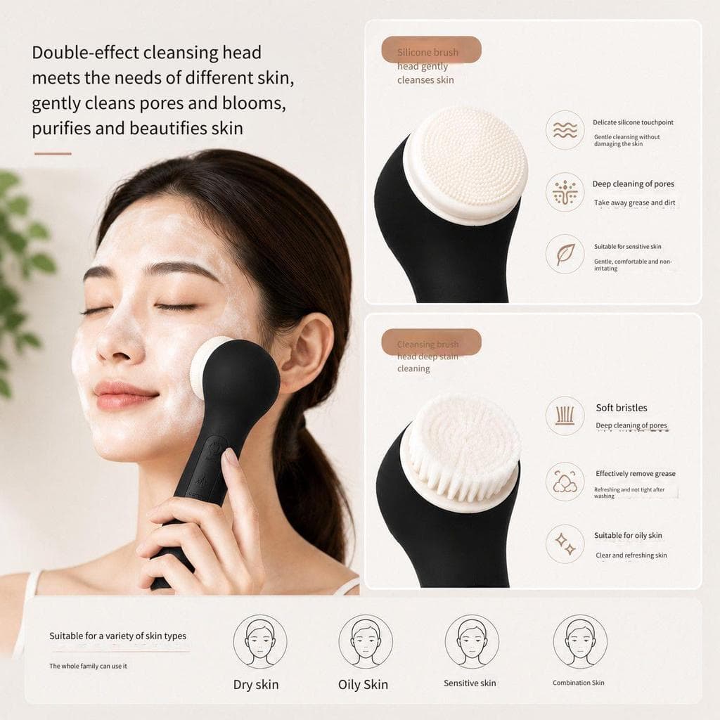 Novo limpador facial dois em um inteligente Plug-in fivela ferramenta de beleza de massagem de limpeza facial