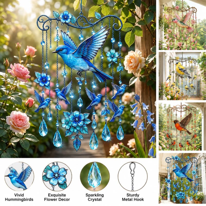 Decoração De Vento De Beija-Flor De Pátio-Carrilhão De Metal Sintonizado Para Jardim , Varanda E Casa