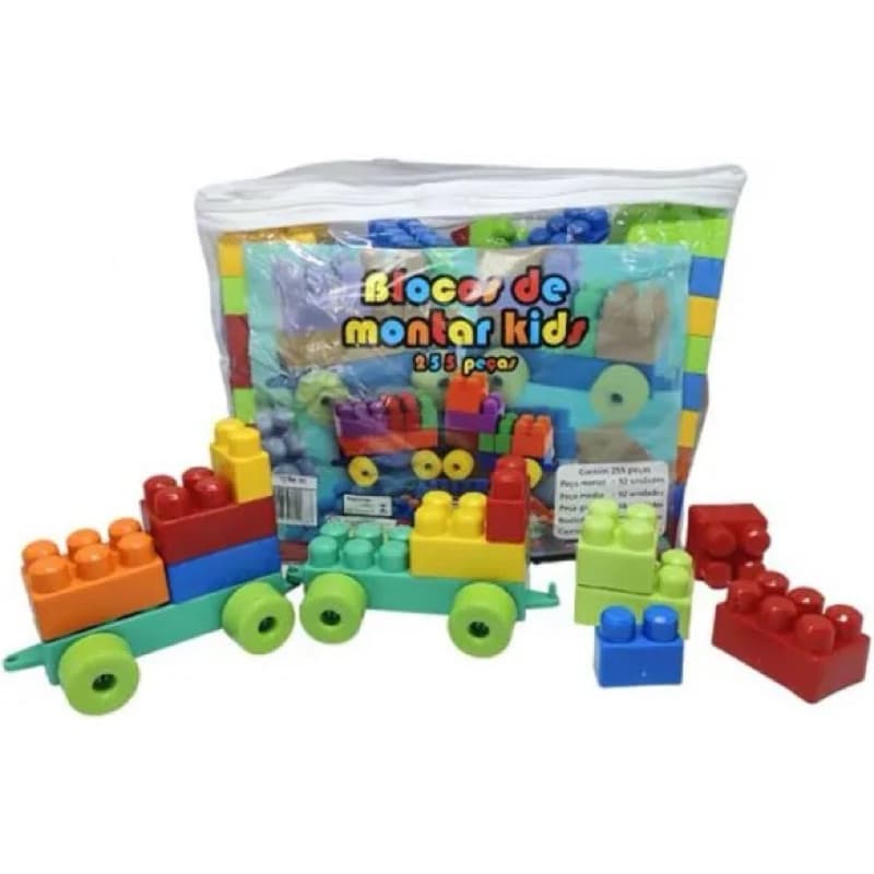 Blocos de Montar Infantil Kit 255 Peças Grandes Brinquedo Educativo Criativo