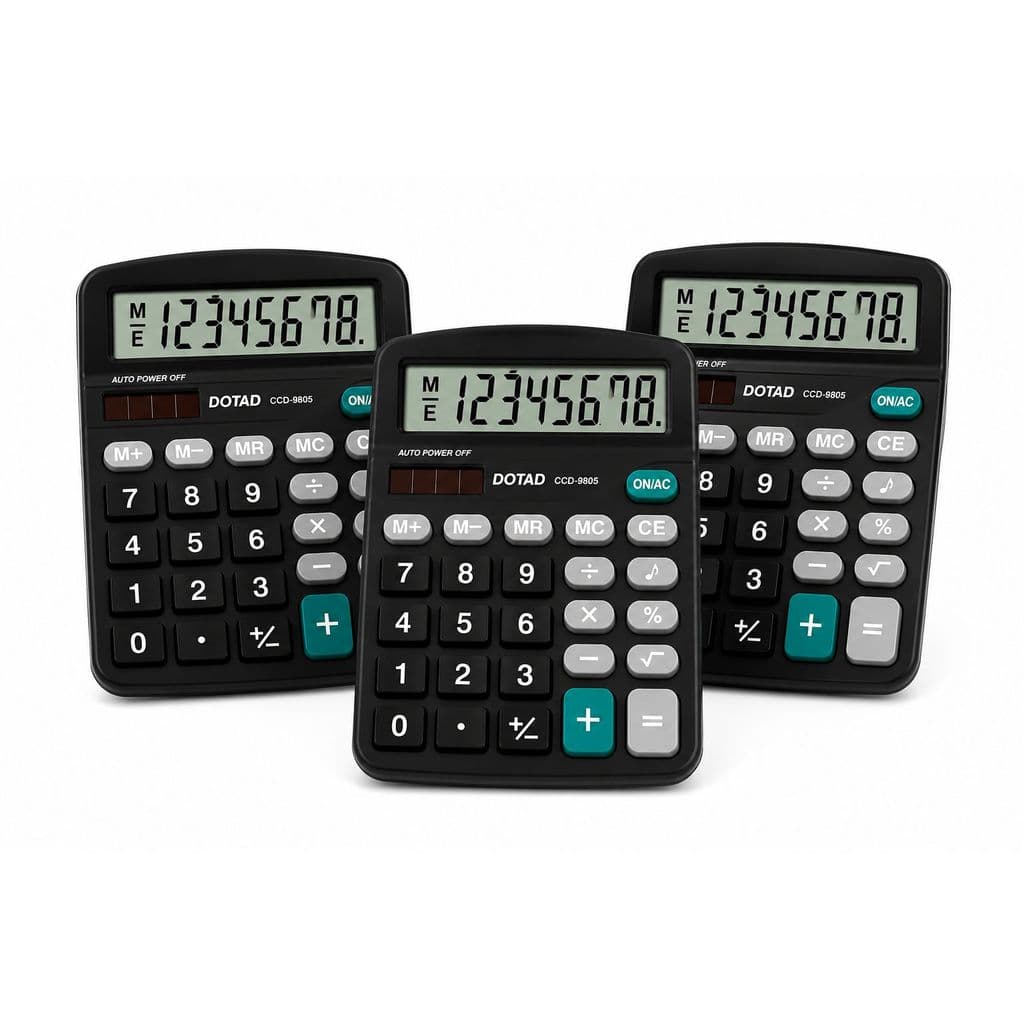 Kit C/ 3 Calculadora de Mesa Média Visor Grande 8 Digitos