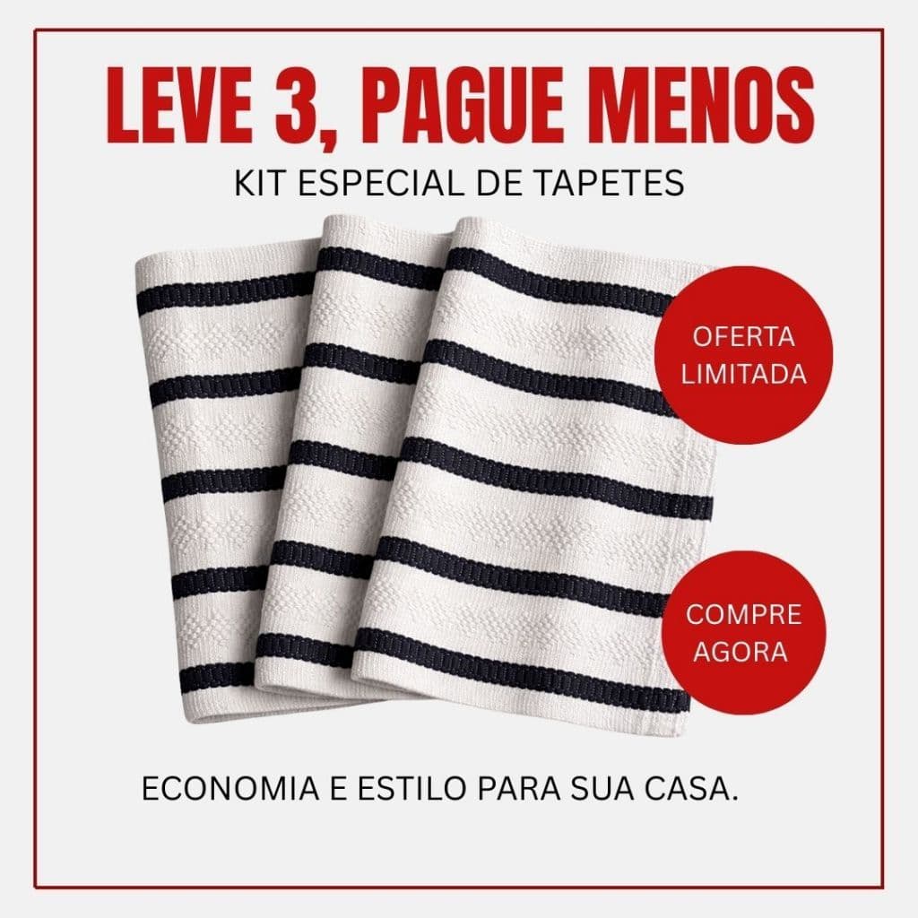 Kit Capacho Algodão Mandacaru Listrado 3 Peças 40x60cm – Qualidade e Estilo