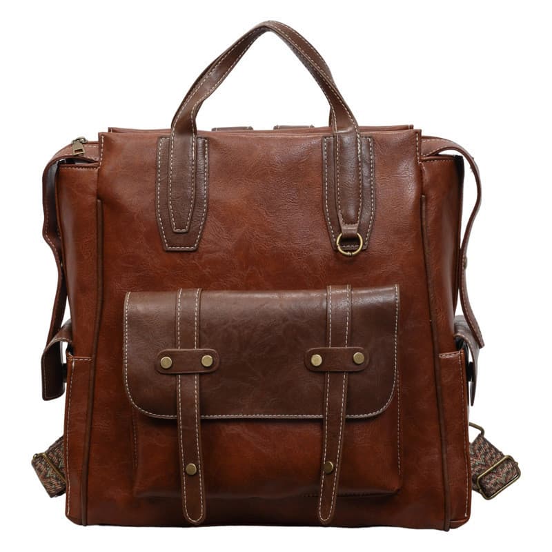 Novo Simples senhoras mochila ombro mensageiro saco macio pu mochila de viagem