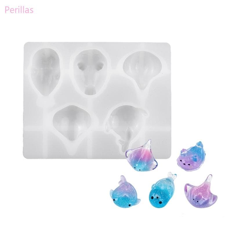 Molde Silicone Resina Perillas 5 Cavidades Animais Do Oceano Para Pingente Chaveiro Charme Jóias Acessó