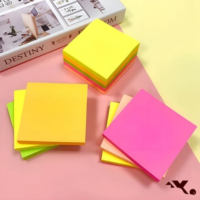 Bloco de Notas Adesivas 50 Folhas Branco e Colorido Autocolante para Anotações