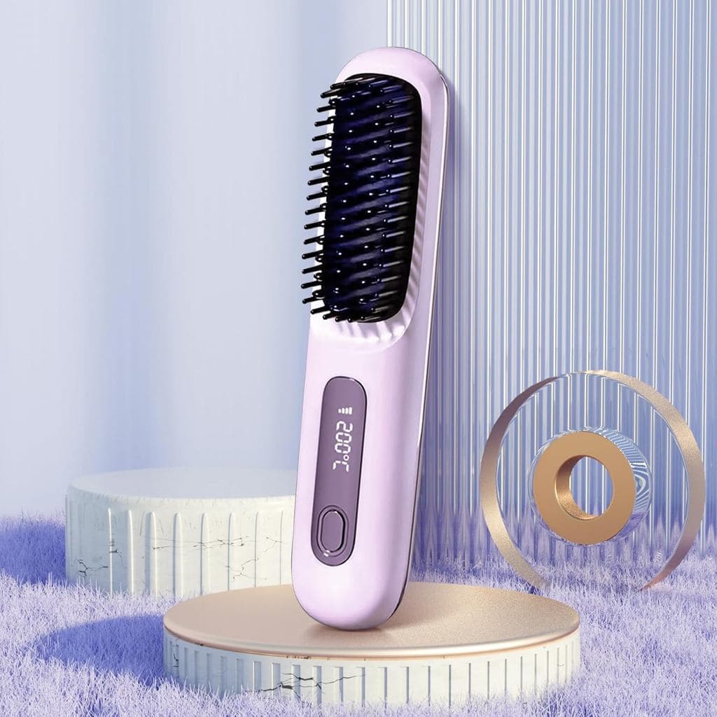Escova Alisadora Portátil, Nova Numoya-Numoya Go Brush Pro 2025, Varinha de Ondulação de Dupla Função para Cabelos Lisos