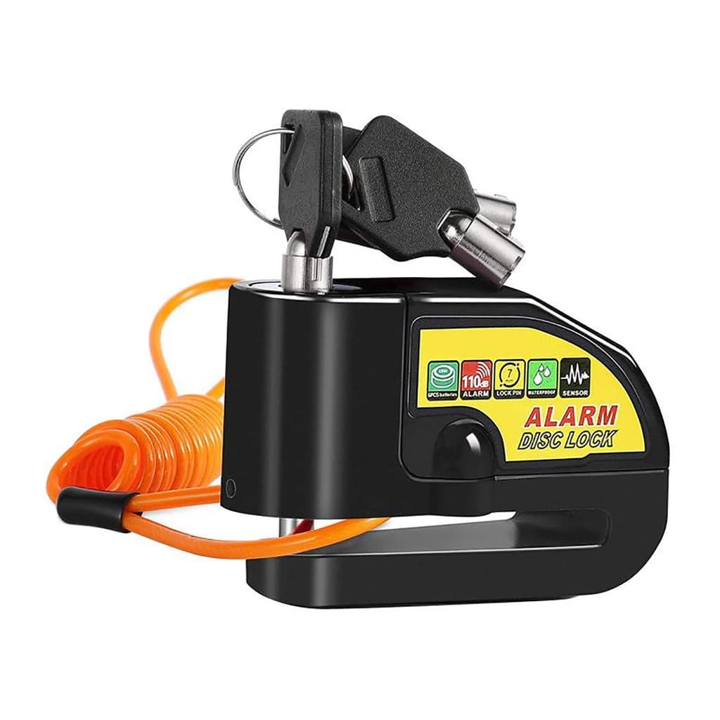 Trava de Disco para Moto com Alarme 110dB e Cabo Lembrete