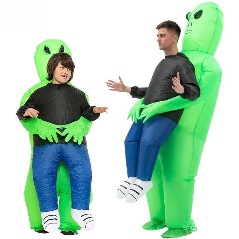Adequado para adultos e crianças, fantasias infláveis de alienígena, fantasias de festa, fantasias divertidas,