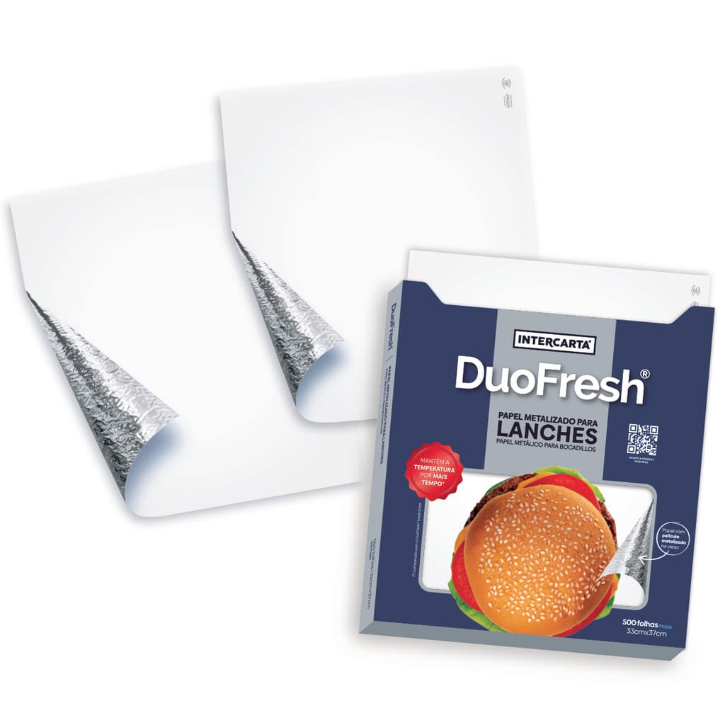 Papel Térmico Acoplado Duofresh 33x37cm 500un Lanches - Branco