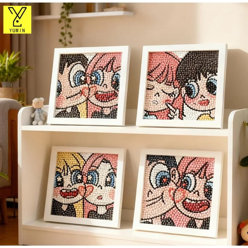 [Adequado para casais] Quadro de ponto cruz em cristal, pintura de diamante 18,5*18,5cm, pintura de diamante DIY, presen