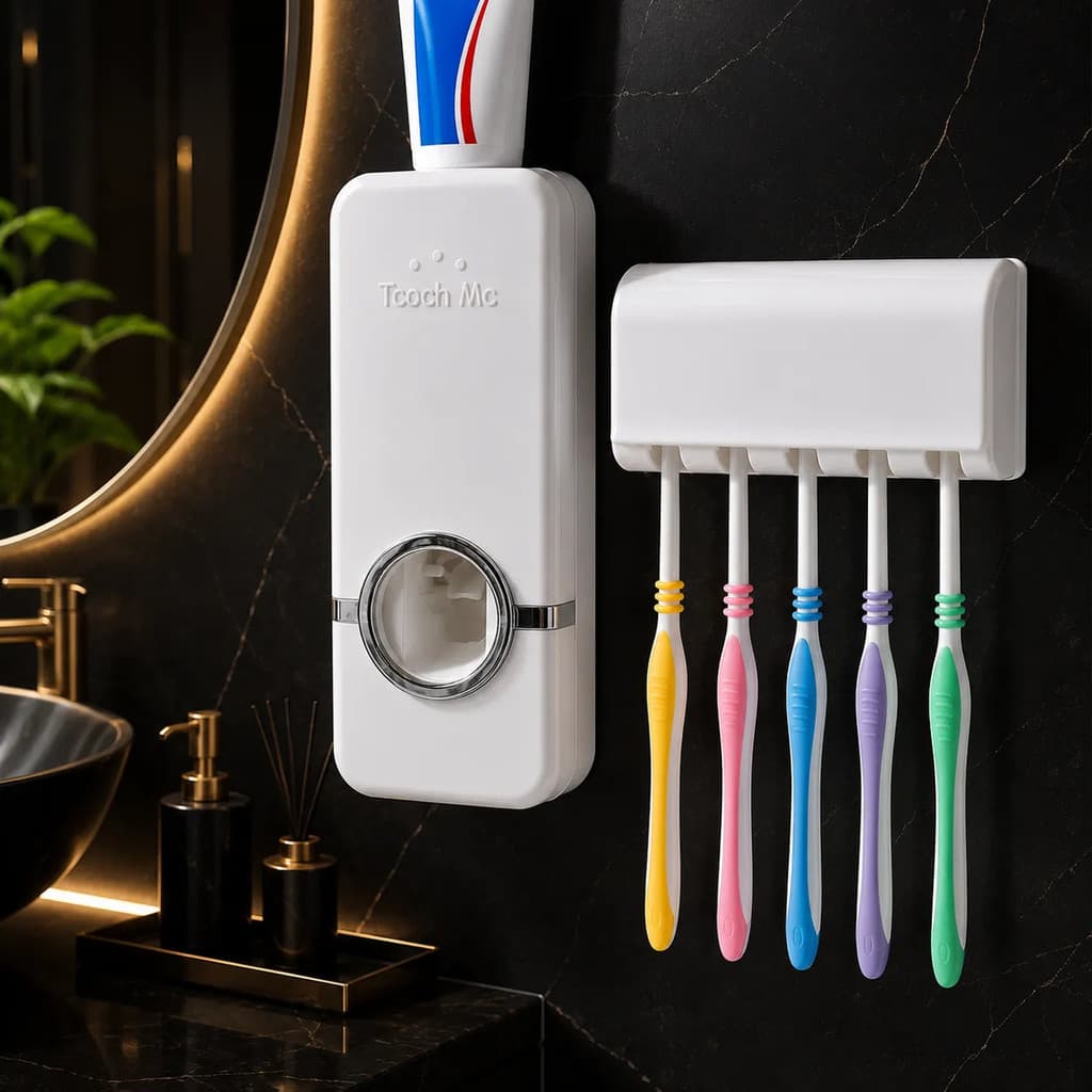Porta Escova Higiênico Dispenser Pasta Dente Parede Automáti