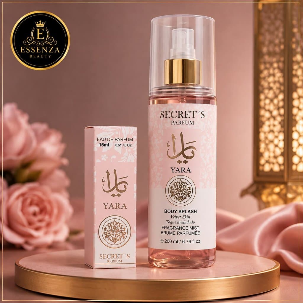 Kit Yara Feminino | Body Splash 200ml + Perfume 15ml | Fragrância Árabe Doce, Cremosa e Marcante