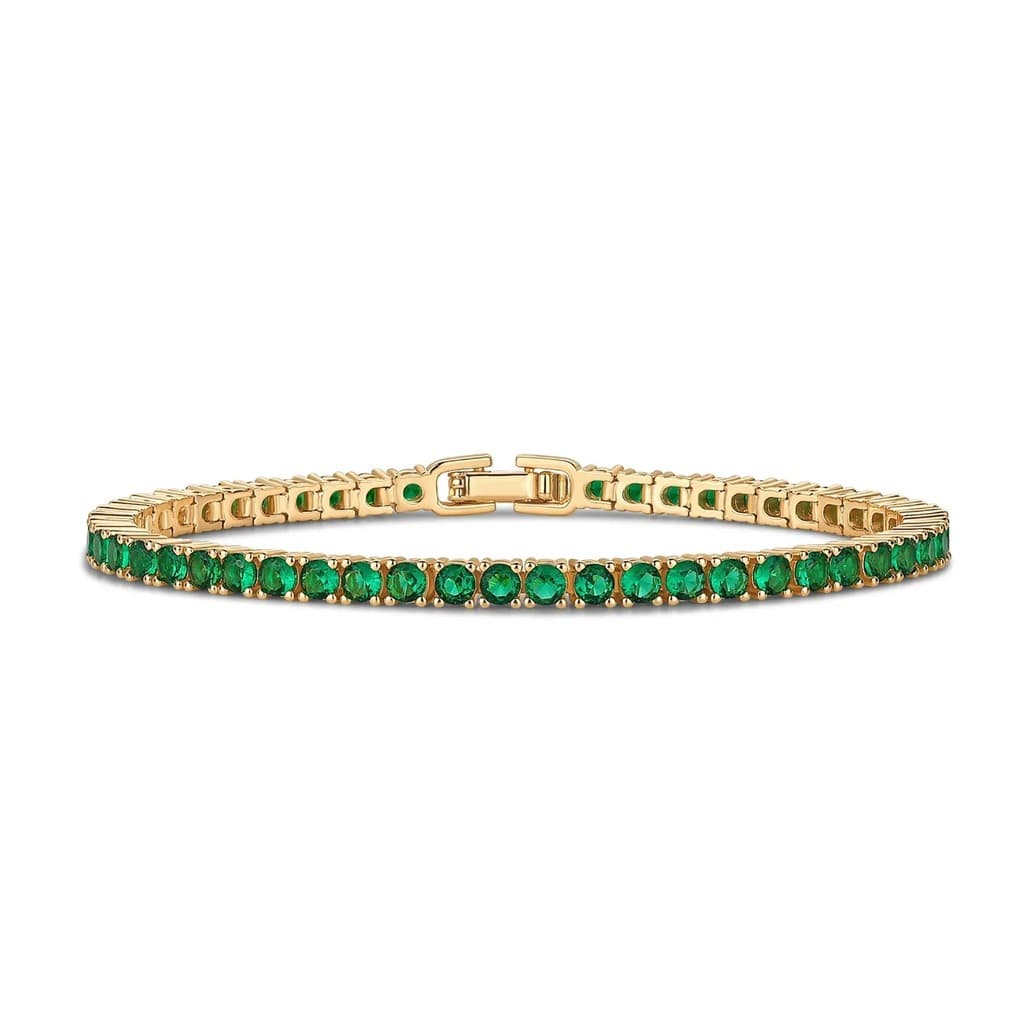 PAVOI Pulseira de Tênis Colorida Banhada a Ouro 14K para Mulheres - Pulseira de Tênis Elegante com Zircônia Cúbica Color