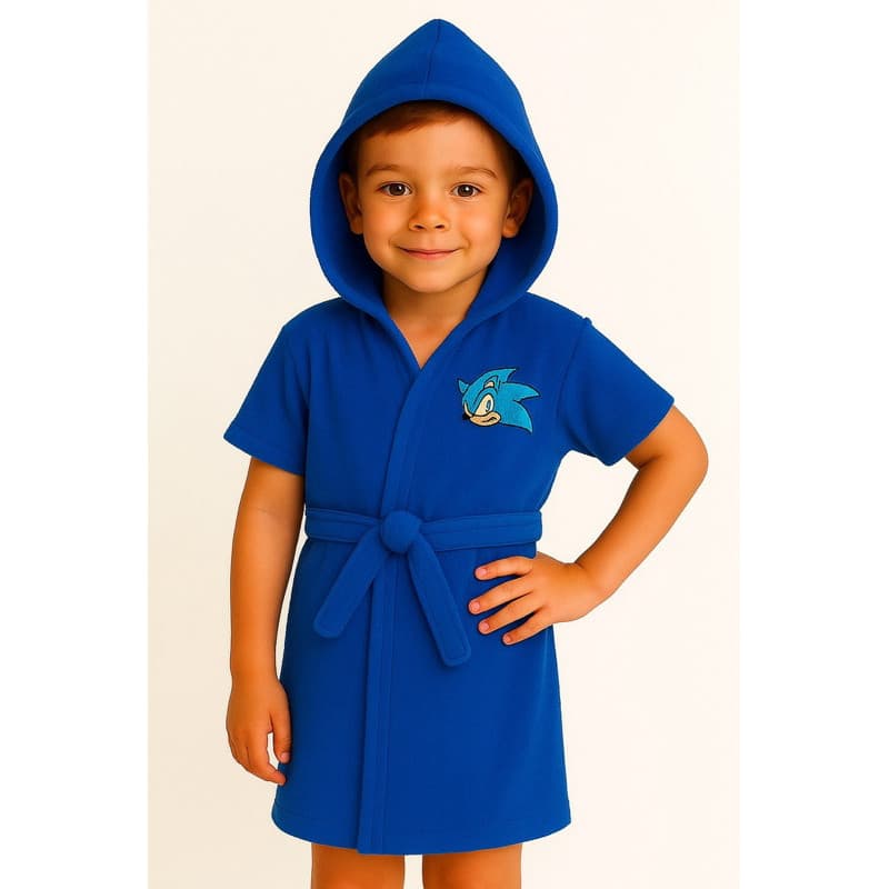 Roupão atoalhado azul royal - Homem Aranha, Capitão America, Sonic - Pós banho, praia, piscina - Baby, infantil, juvenil