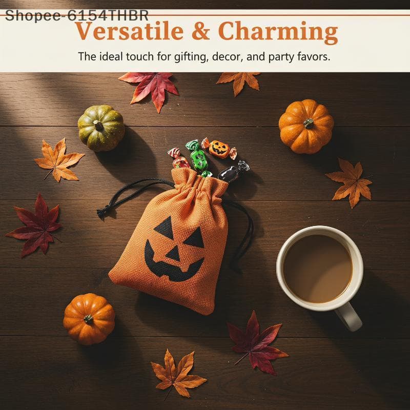 [RG] 5 Pcs Sacos De Doces De Abóbora De Halloween Com Cordão De Linho Armazenamento Portátil Sas Para Tri Ou Travessuras
