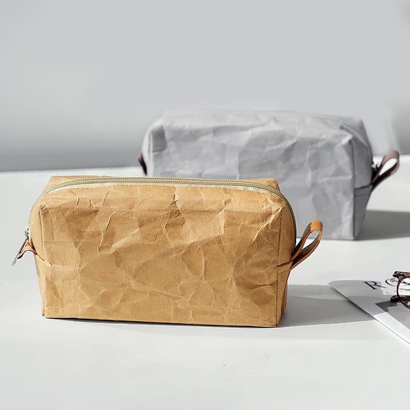 Saco de armazenamento multiuso de papel Kraft lavável de grande capacidade Carregador de fone de ouvido Cabo de dados Or
