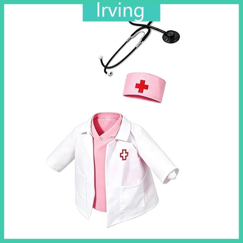 LRVI Enfermeira Temático Varanda Gansos Estátua Conjunto Roupas Rosa E Branco Poliéster Acento Para Pontos B