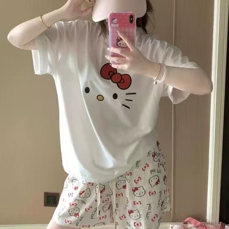 Pijamas estampados femininos 2026 novo estilo verão bonito Shorts de manga curta Loungewear terno