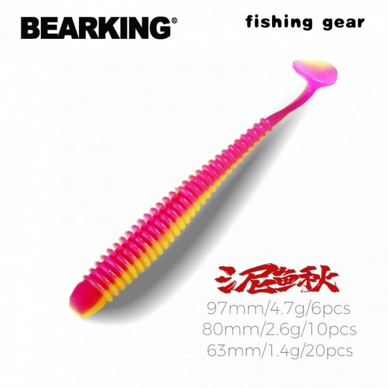 BEARKING 63mm 80mm 97mm Isca de Pesca Isca Macia Shad Iscas de Silicone Wobblers Swimbait Isca Artificial Macia VN9F