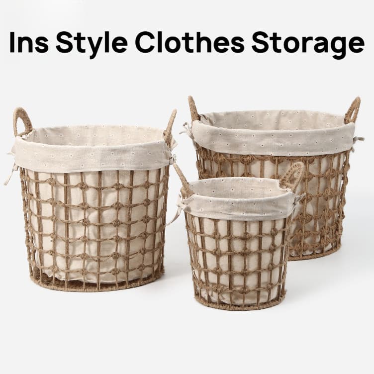Cesta de roupas sujas estilo INS Cesto de armazenamento de roupas estilo Medieval Cesto de roupa suja