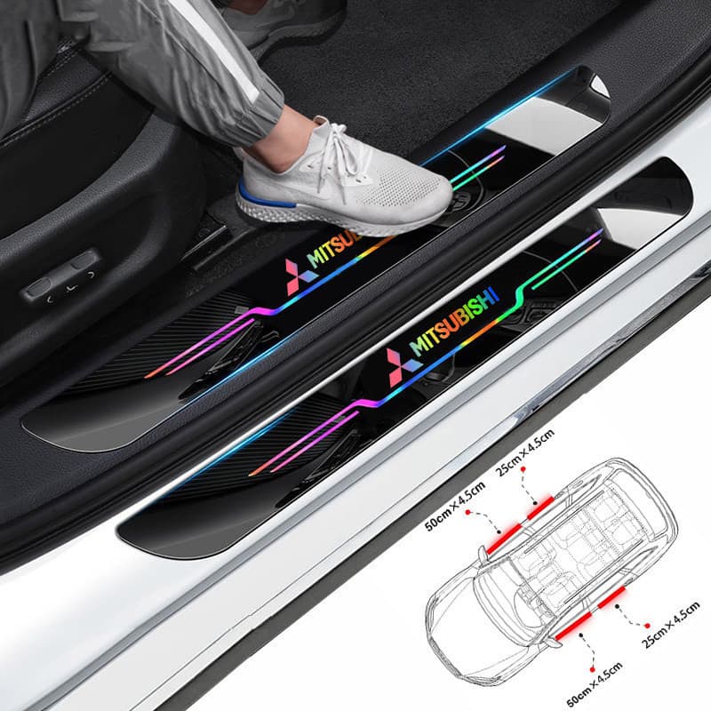 4 Peças Adesivos a Laser para Soleira de Carro, Adesivos de Proteção para Pedal de Porta de Carro, Compatíveis com Mitsu