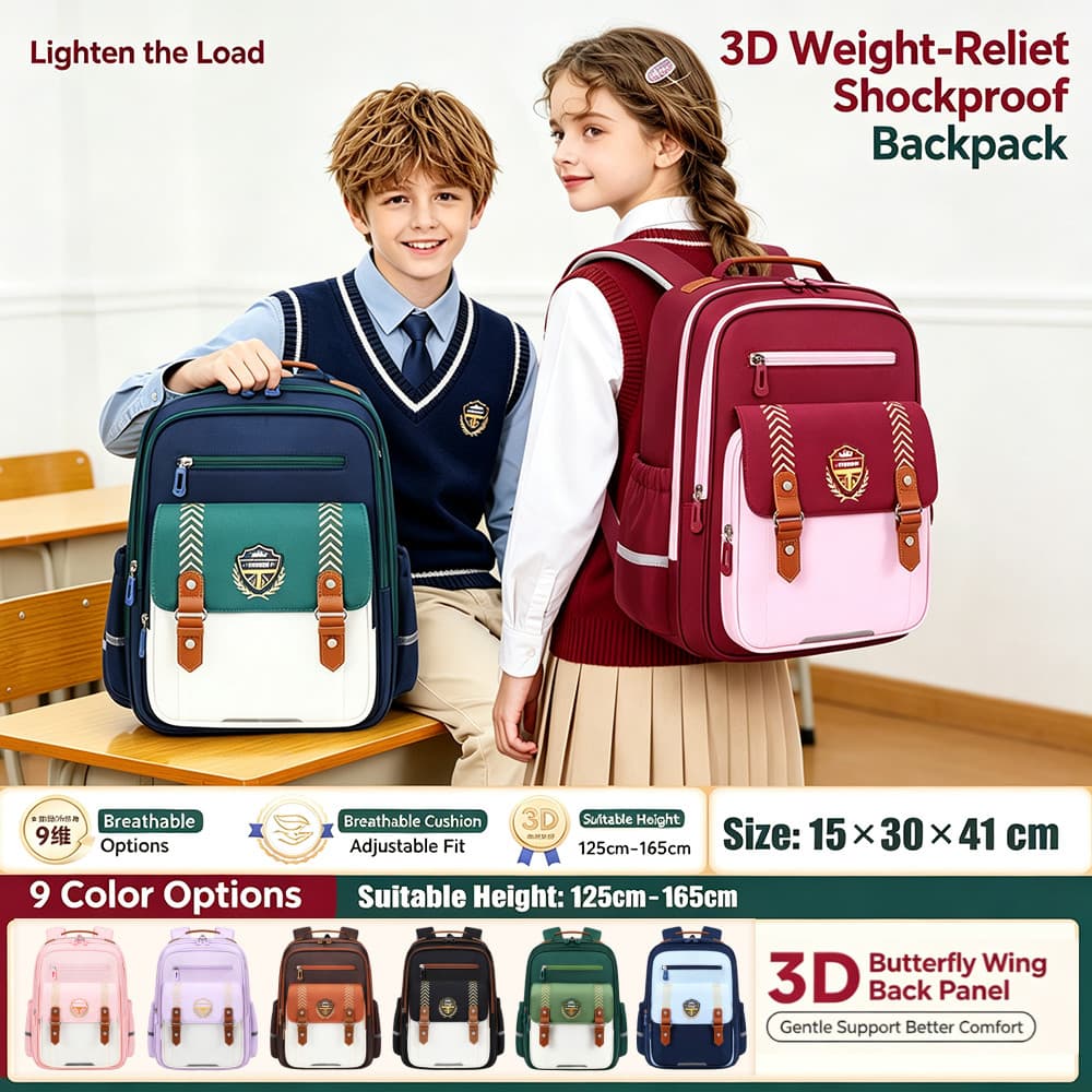 Mochila Escolar Ortopédica Para Crianças De 1 A 6 Anos , 9 D Alívio De Pressão Infantil De Grande Capacidade , Bolsa Erg