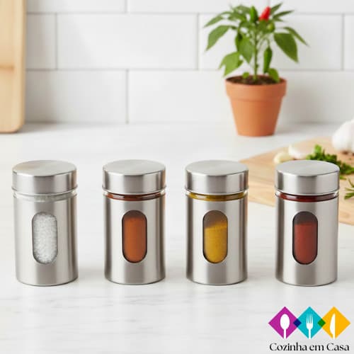 Porta Condimento Para Saleiro Pimenteiro Temperos Aço Inox (1un)