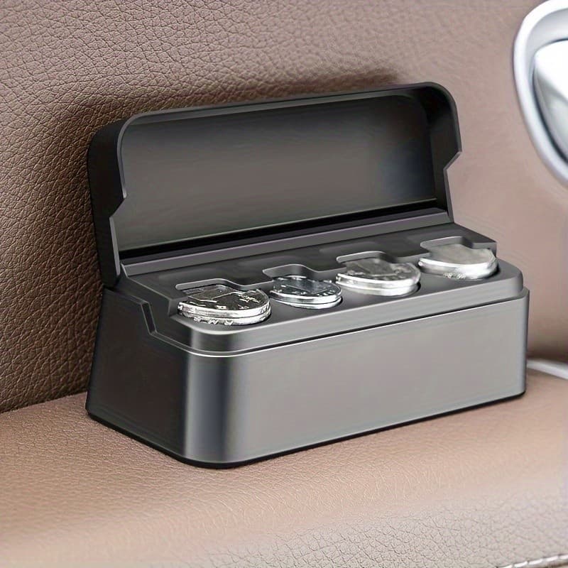 Caixa Compacta para Moedas de Carro - Ajustável, ABS Durável, Mini Organizador de Fácil Acesso para Itens Essenciais do