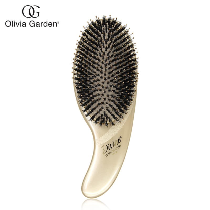 Olivia champanhe ouro antiestático alisamento de cabelo pente olivia almofada de ar massagem pente cerdas estilo portáti