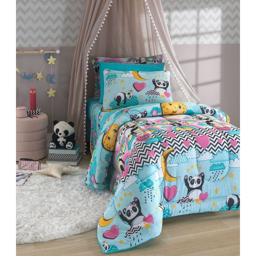Jogo de Cama Solteiro Love Panda Vivaldi Verde