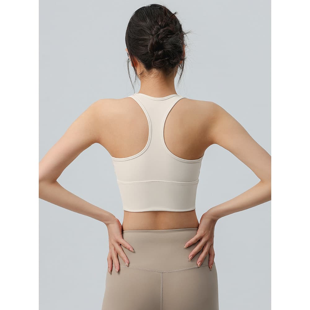 Roupa interior esportiva de uma peça feminina de alta intensidade correndo treinamento à prova de choque reunião sutiã d