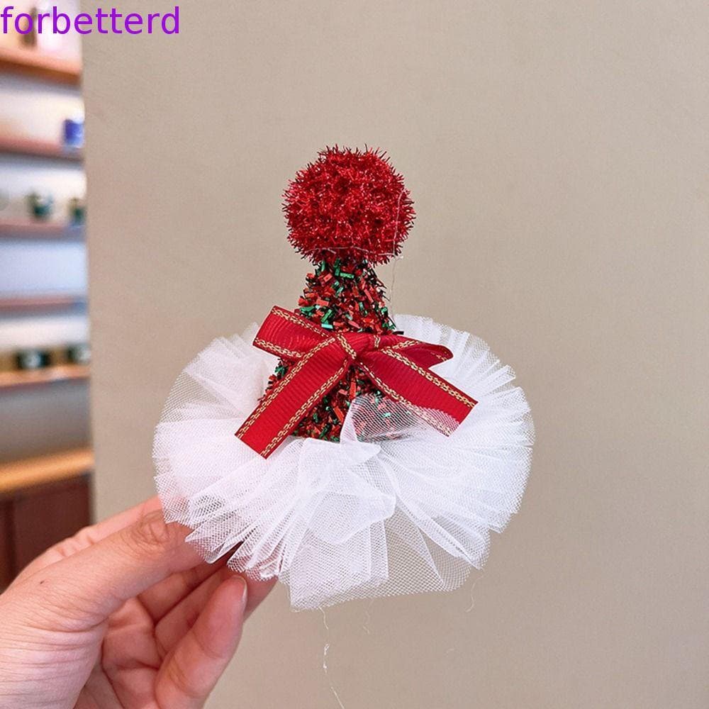 FORBETTERD Crianças Grampo De Cabelo Boné De Natal Bowknot Papai Noel Floco De Neve Vermelho Barrette Traje Vestir-Se